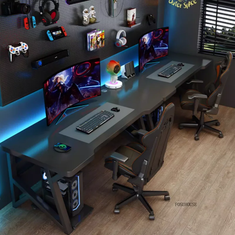 Esports Gaming School - Modern Çift Bilgisayar Masaları Ev Masaüstü